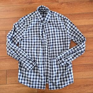 Men's Express Plaid Checkered Long Sleeve Button Up Shirt Size Medium